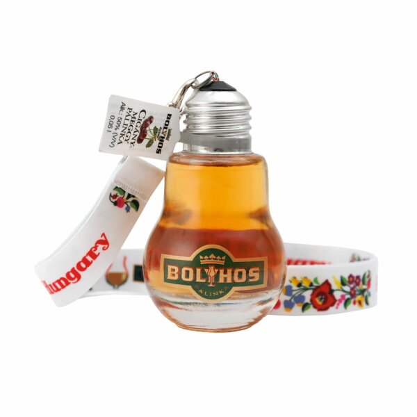 Bolyhos Sauerkirsche / Ciganymeggy pálinka 50 % 0,05 l Glühbirne Flasche