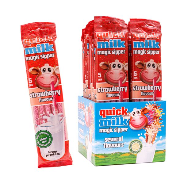 Quick Milk Trinkhalme Erdbeere 5 x 6 g
