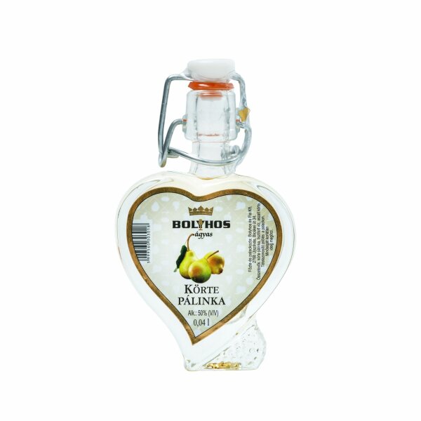Bolyhos Birne / Körte Palinka 50% 0,04 Herz Bügelflasche