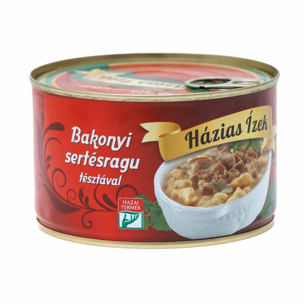 Schweineragout mit Pilzen und Nudeln / Bakonyi Sertesragu Tesztaval 400 g / Hazias Izek /
