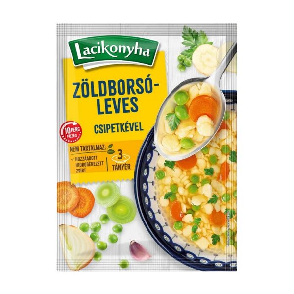 Erbsensuppe mit Zupfnudeln / Zöldborsoleves Csipetkevel 77 g / Lacikonyha /