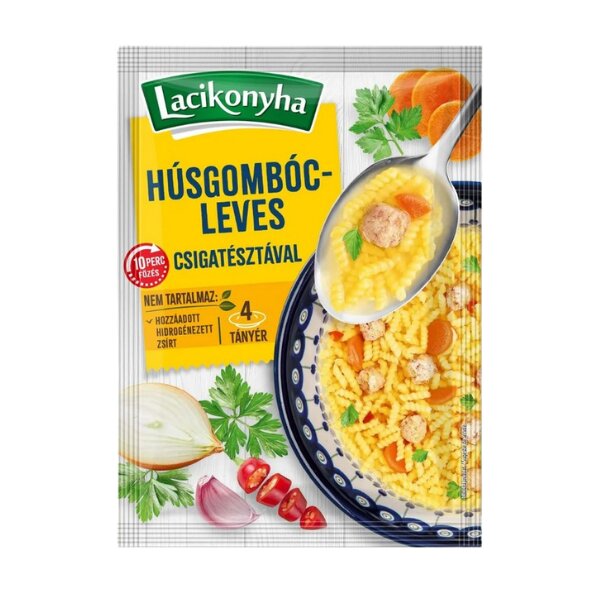 Fleischknödelsuppe mit "Schneckenhaus"-Nudeln / Husgombocleves csigatesztaval 60 g / Lacikonyha /