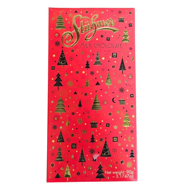 Stühmer Tejcsokoládé Karácsonyfa / Vollmichschokolade mit Weihnatsbaum-Motiven 90 g